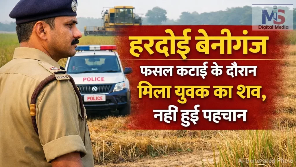 hardoi beniganj khet me mili yuvak ki dead body